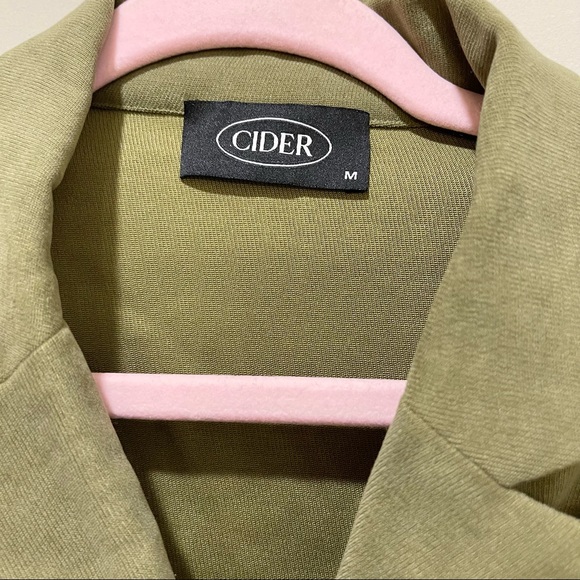 Cider Moss Green Collared Double Breasted Cropped Long Sleeve Blazer Jacket-M - Picture 2 of 5